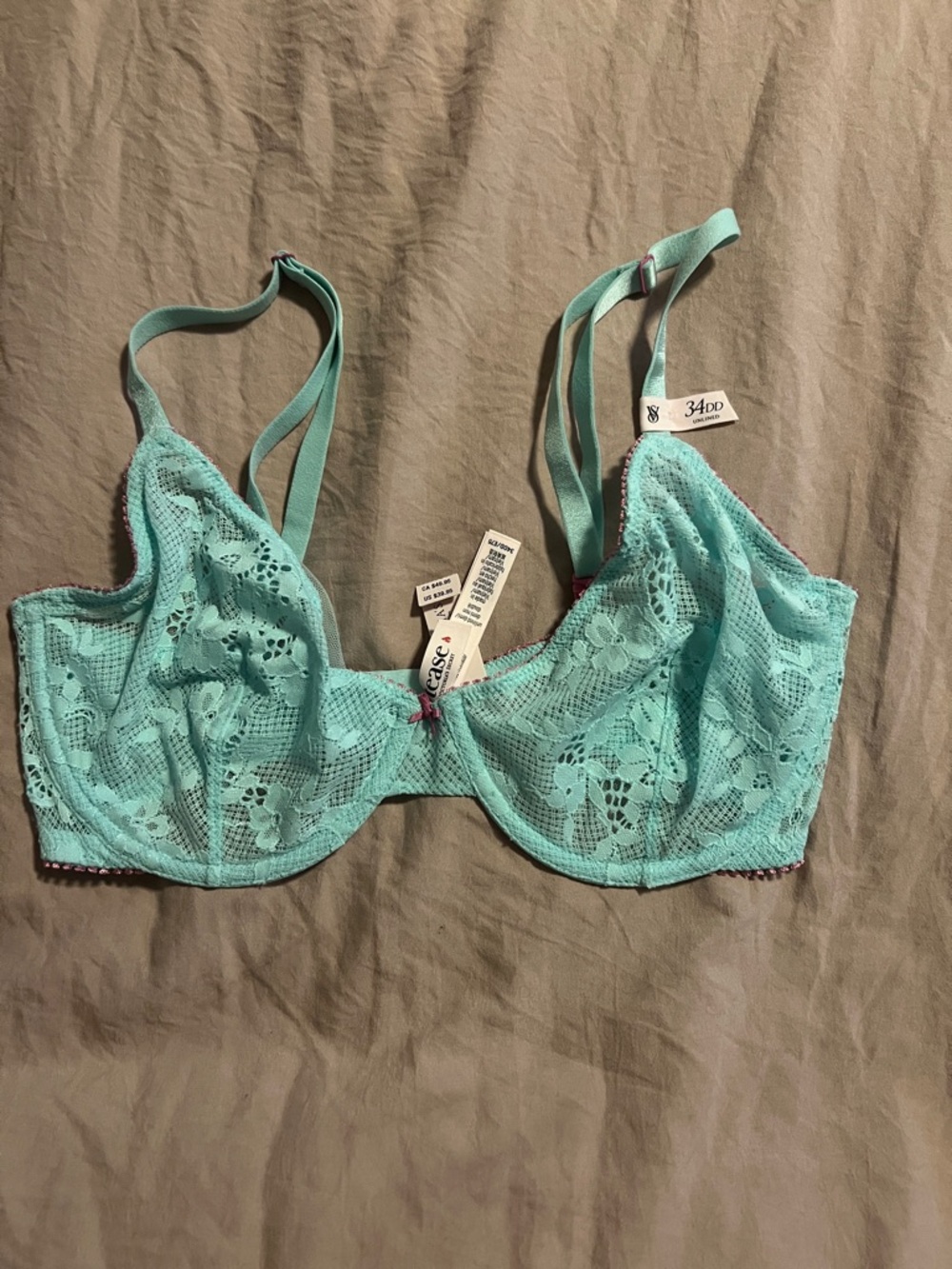 NWT Victoria's Secret Turquoise Lace Unlined Underwire Bra